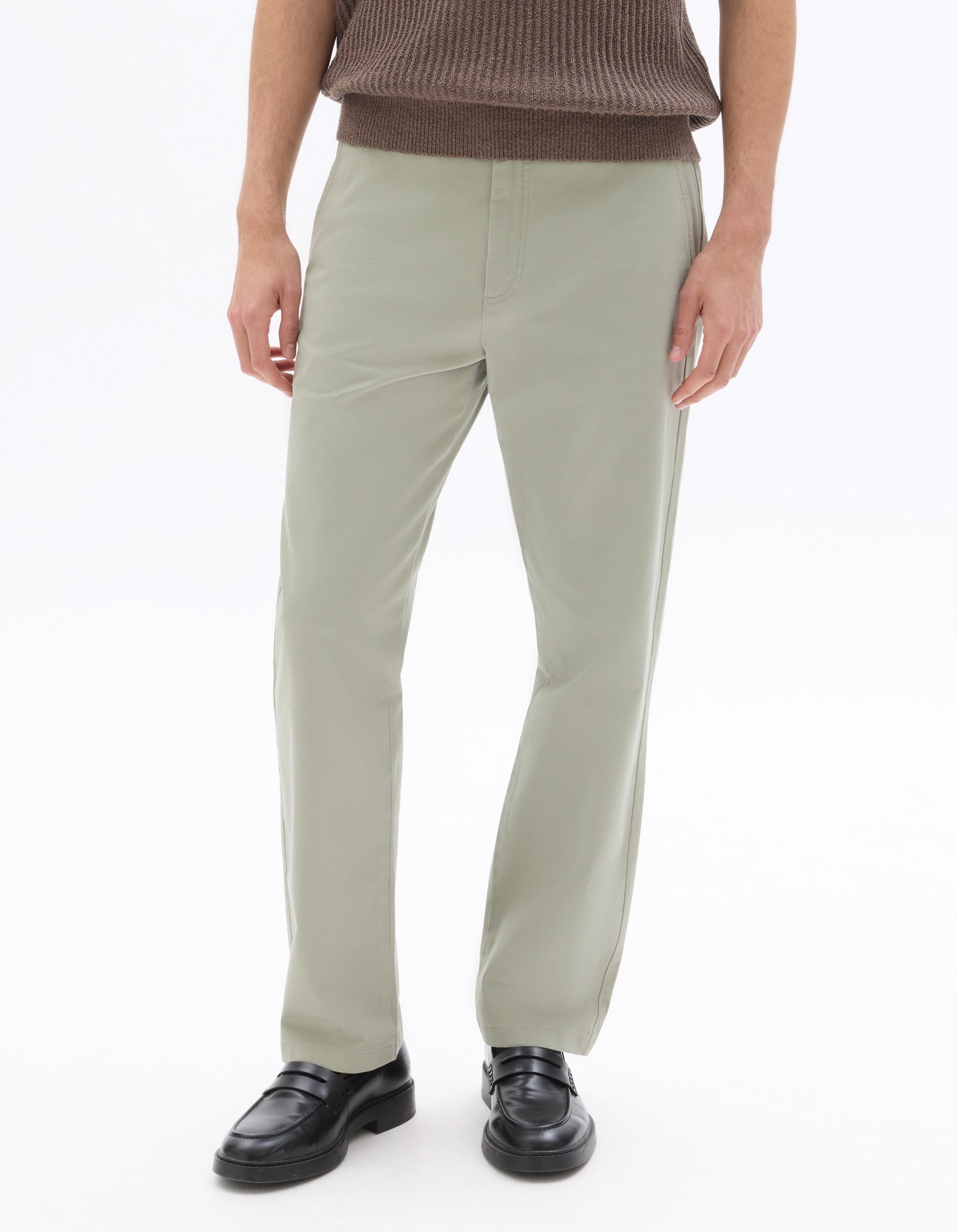 Straight Fit Stretch Cotton Chino Pants - Regular Length Celio
