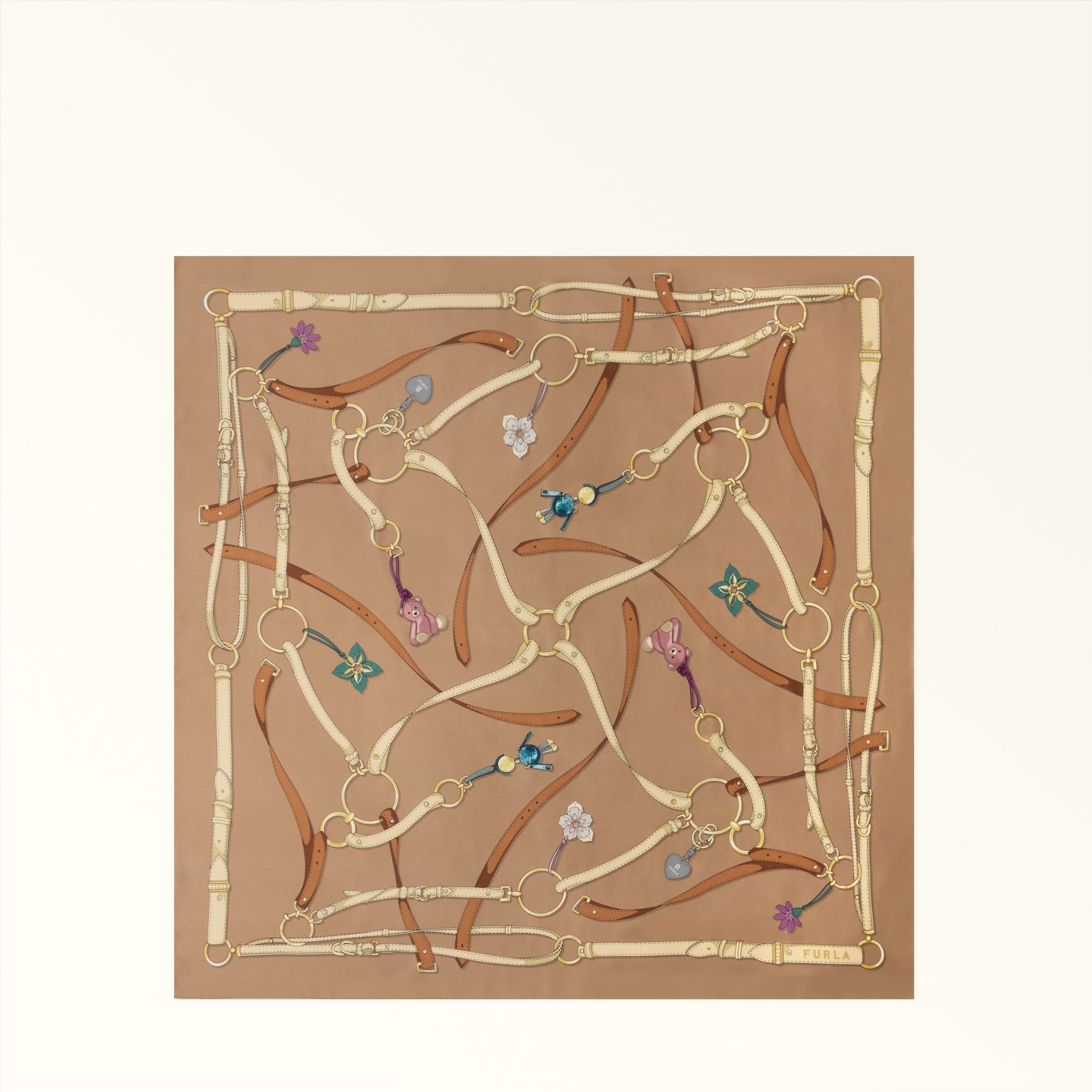 Furla Tortona Carre' 90X90 in Brown - Scarves 