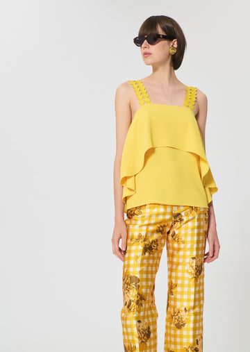 top in yellow fluid crepe