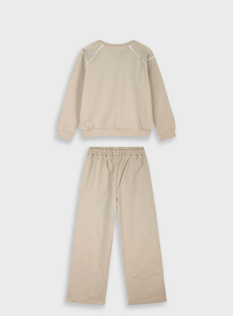 Children's Offwhite Tracksuit(Blouse,Trousers) For Girl