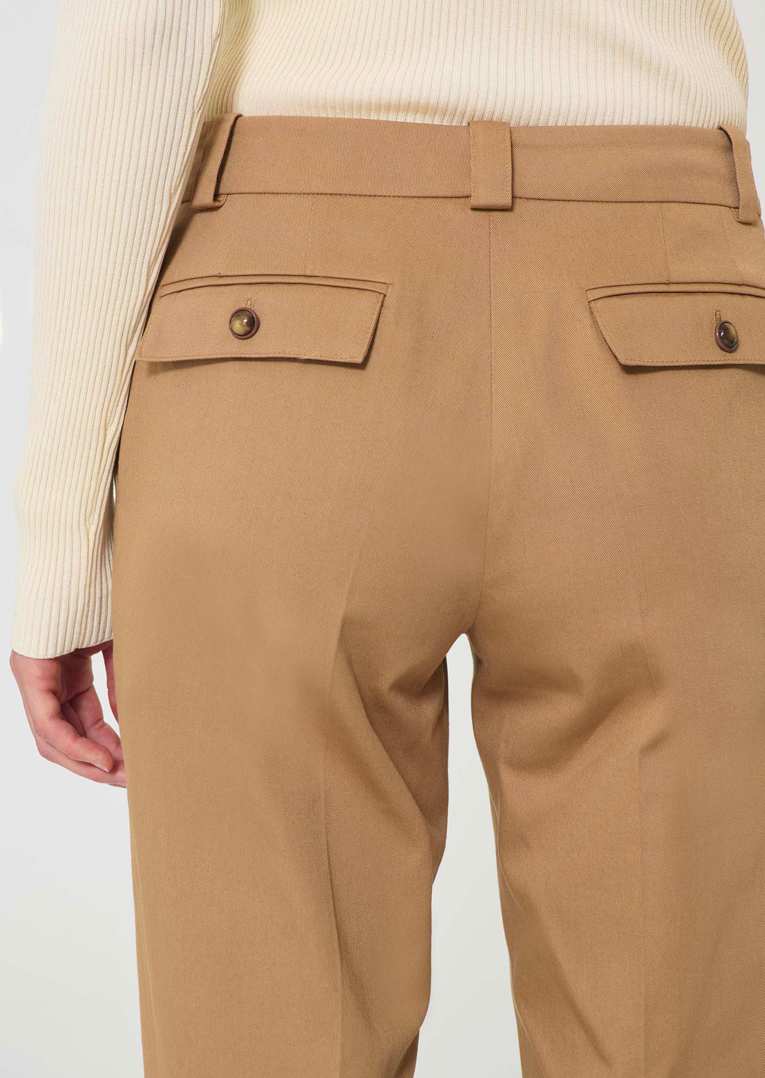 trousers in beige cotton garbardine