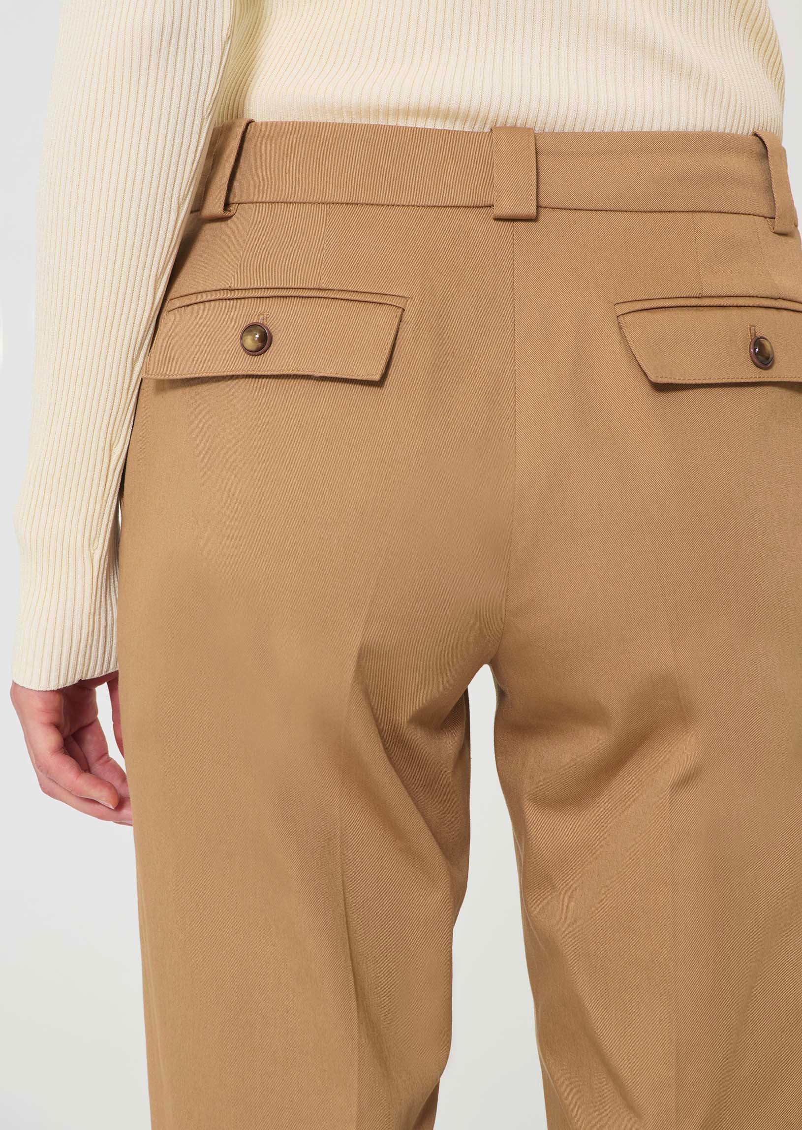 trousers in beige cotton garbardine