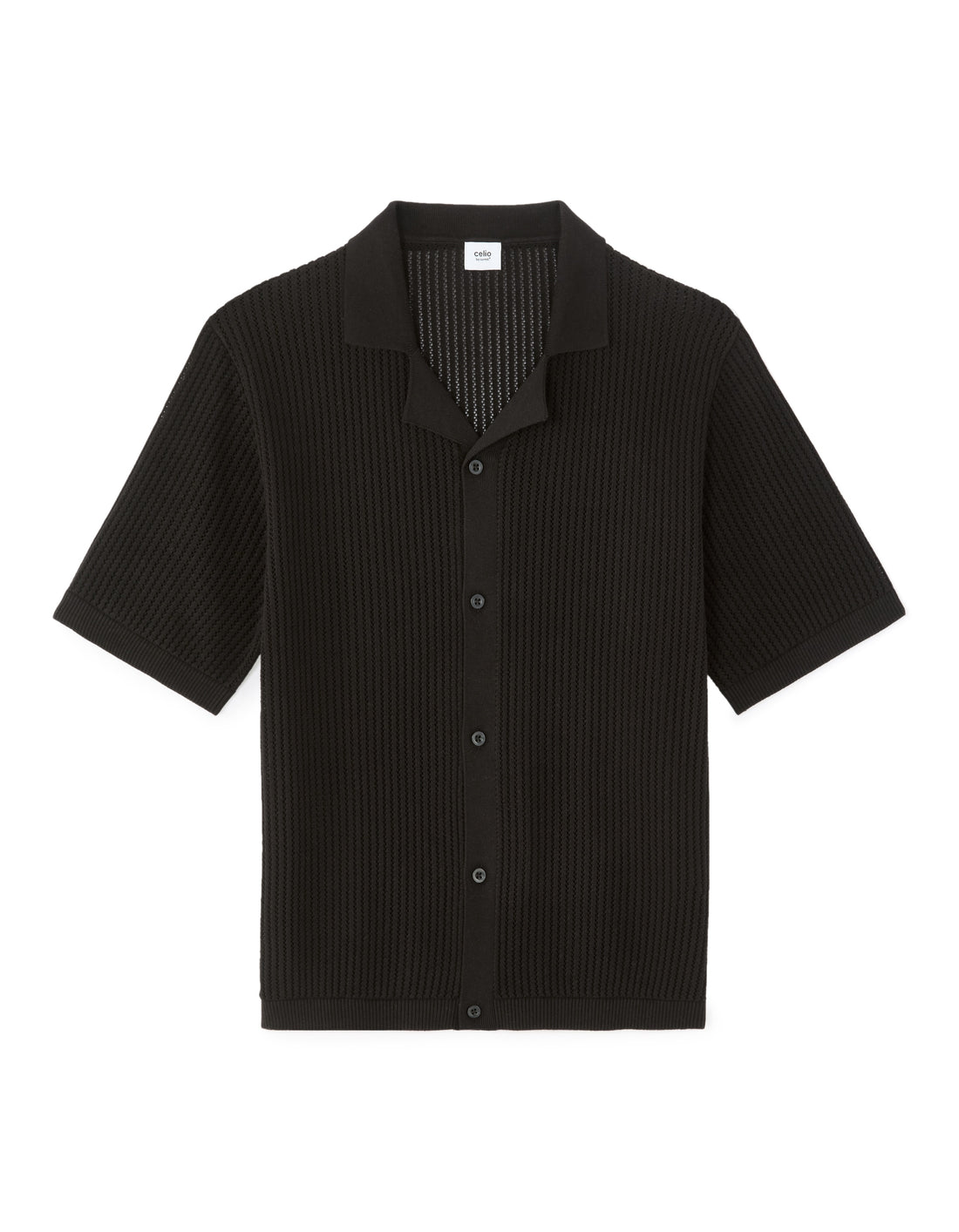 Celio Cotton Short-Sleeved Polo - Black