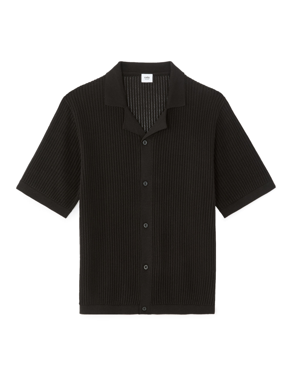 Celio Cotton Short-Sleeved Polo - Black
