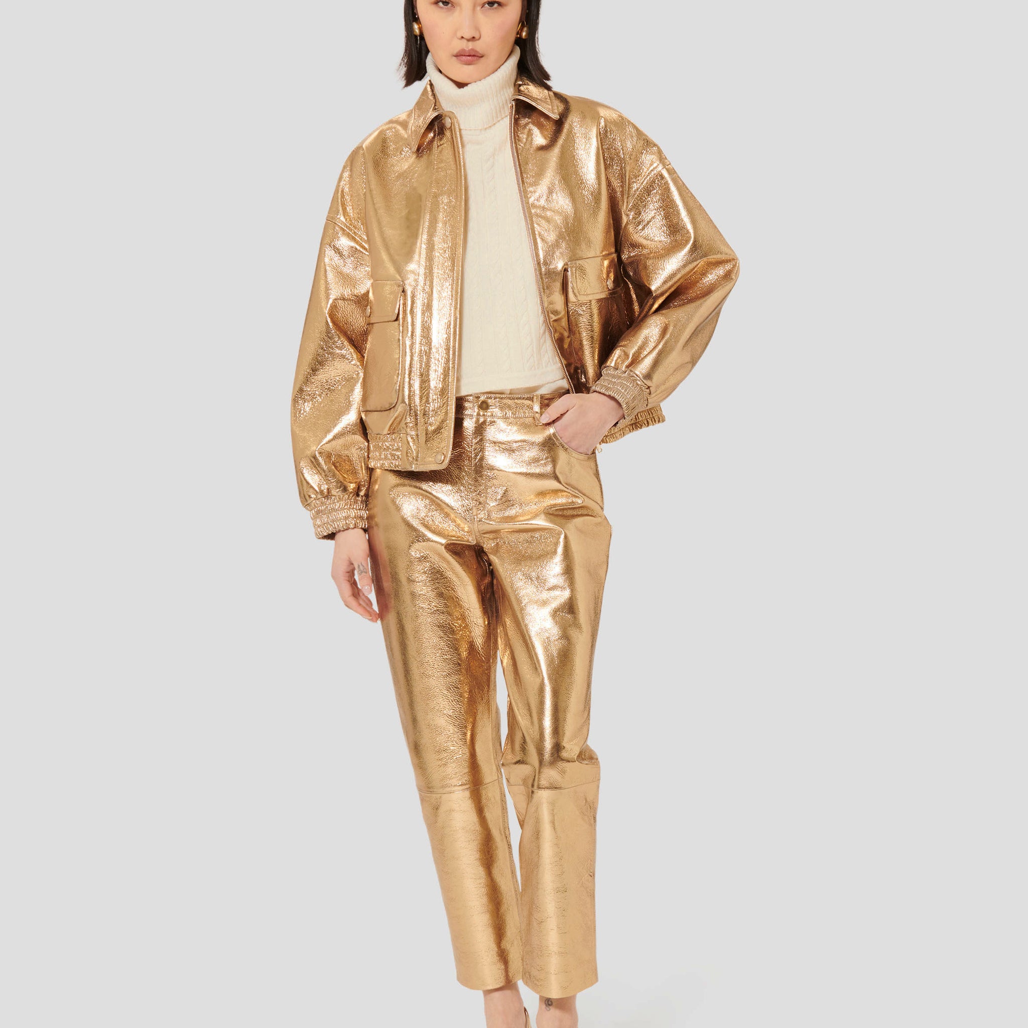 Pietra golden leather pants by Tara Jarmon Lebanon