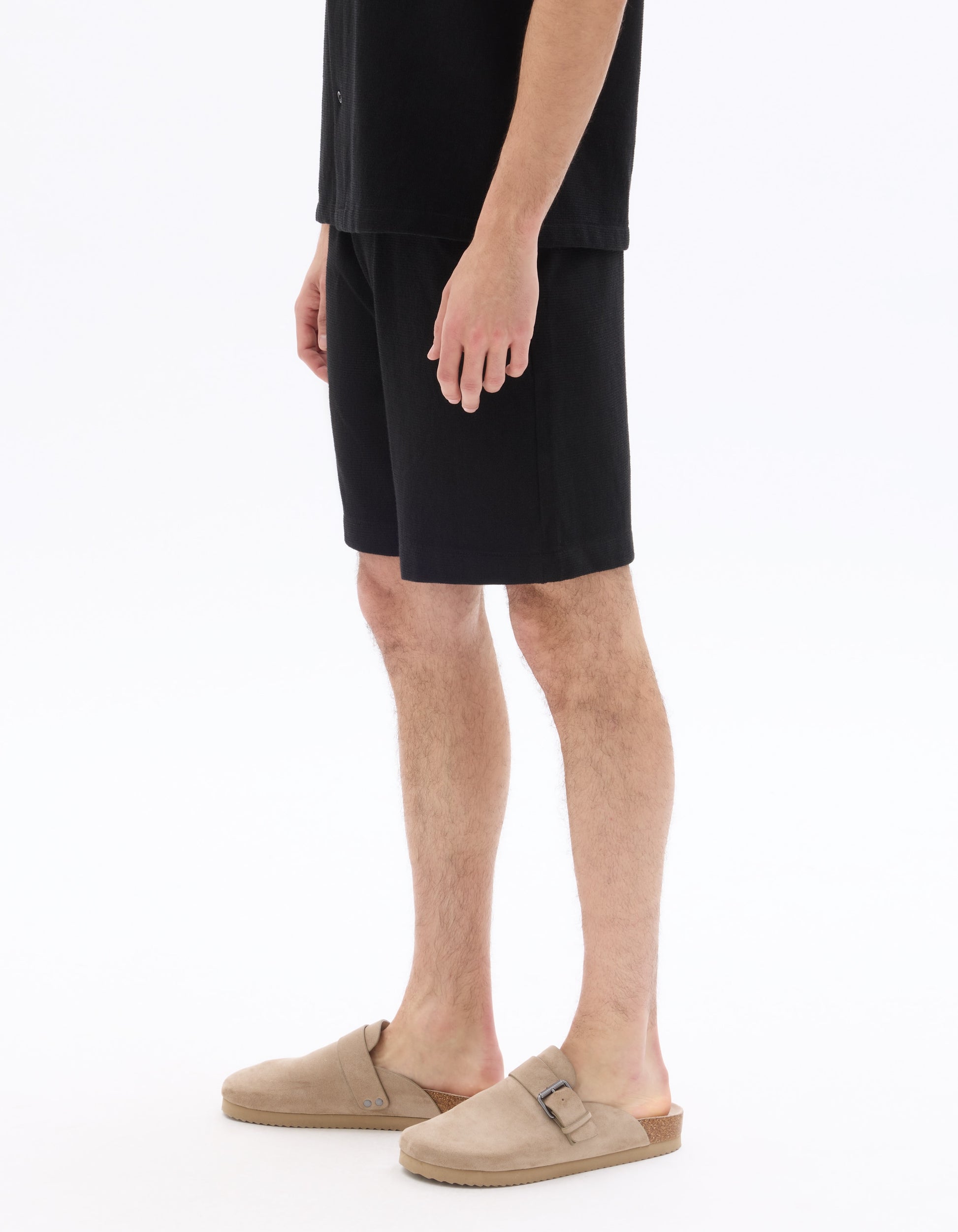 Celio Black Textured Knit Bermuda - Black
