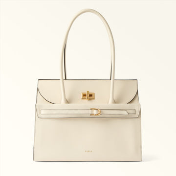 Furla Greta L Tote in White - Bags 