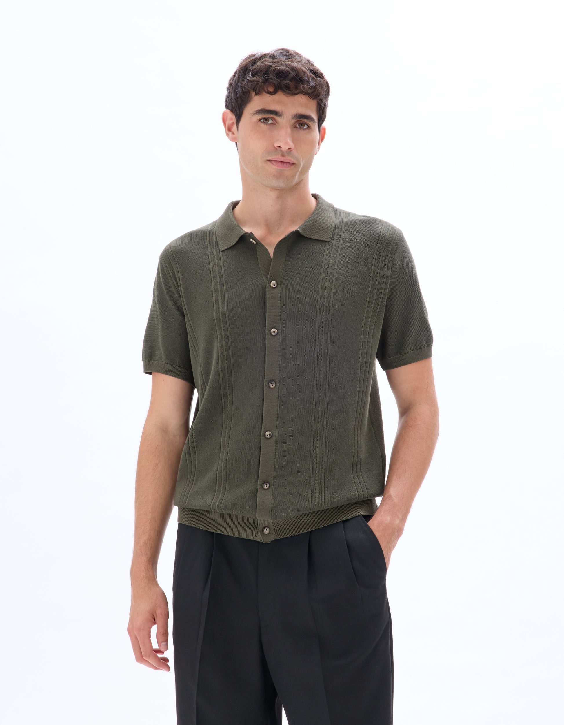 Kaki Short Sleeves Shirt - Celio Lebanon