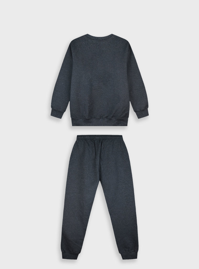 Cotton Blend Boy Tracksuit - Cloud Grey