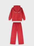 Cotton Blend Girl Tracksuit - Fraise