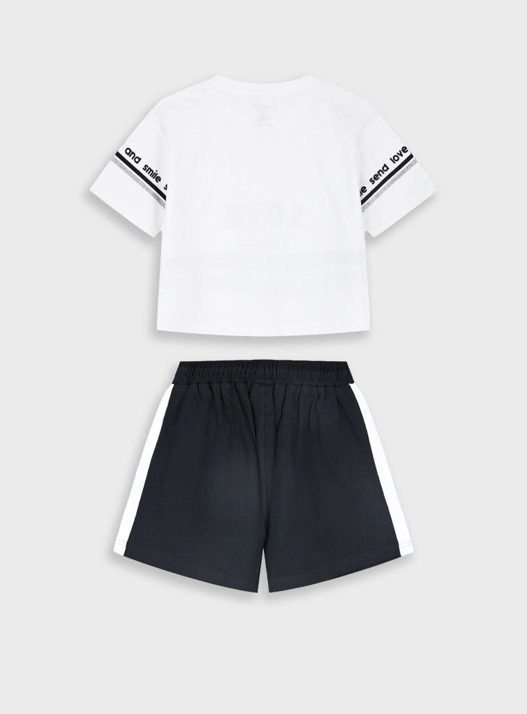 Black Set(Blouse,Shorts) for Girls