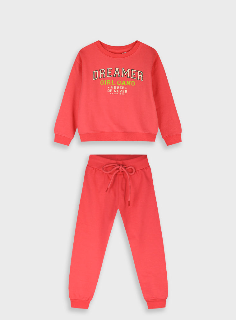 Cotton Girl Tracksuit - Sugar Coral