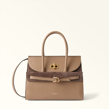 Furla Greta M Top Handle in Brown - Bags 