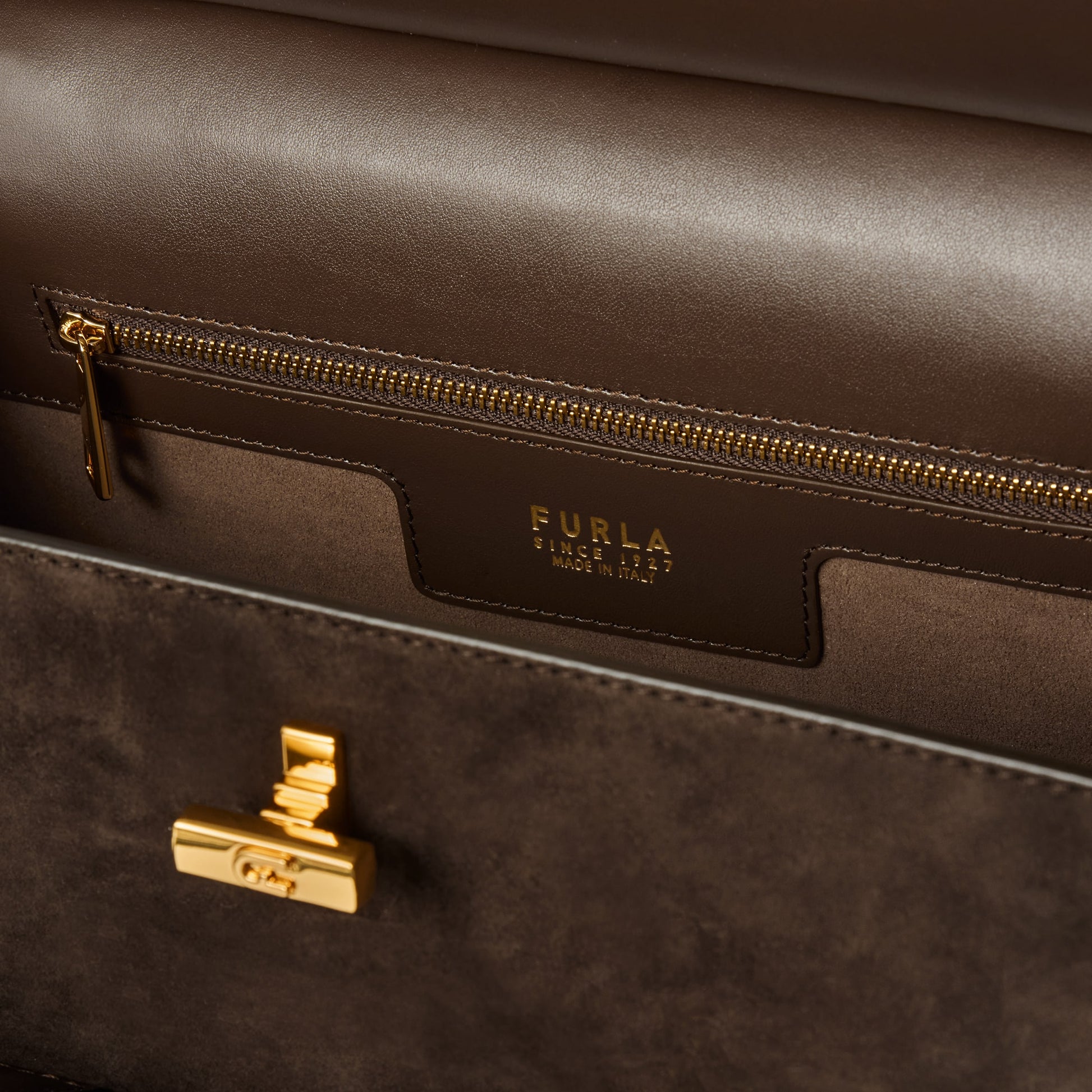 Furla Greta M Top Handle in Brown - Bags 