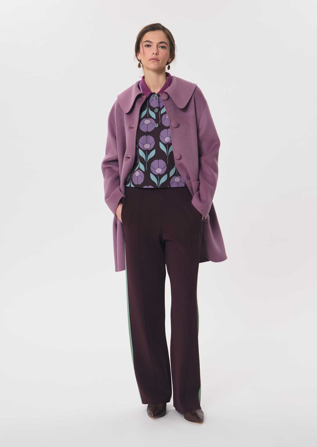Marie coat in purple wool by Tara Jarmon