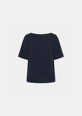 top in midnight blue fluid crepe
