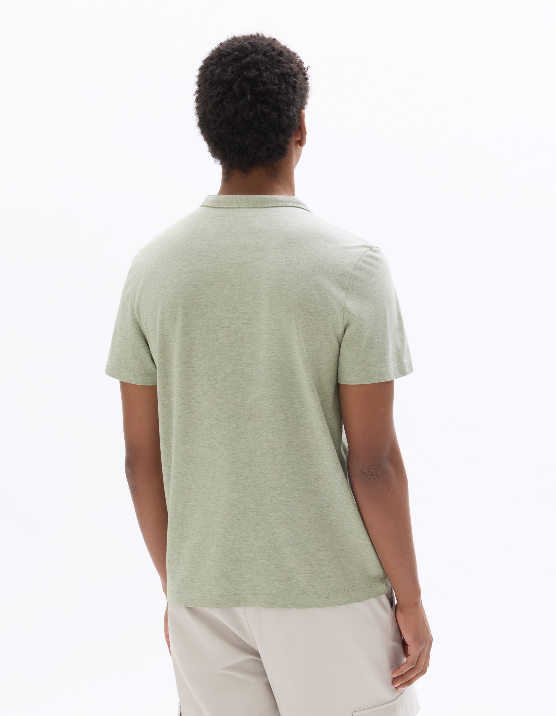 Celio Regular Fit Cotton Blend Henley Neck T-Shirt - Green