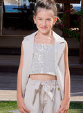 Yellow 3 Pcs.Set(Top,Shorts,Vest) for Girls