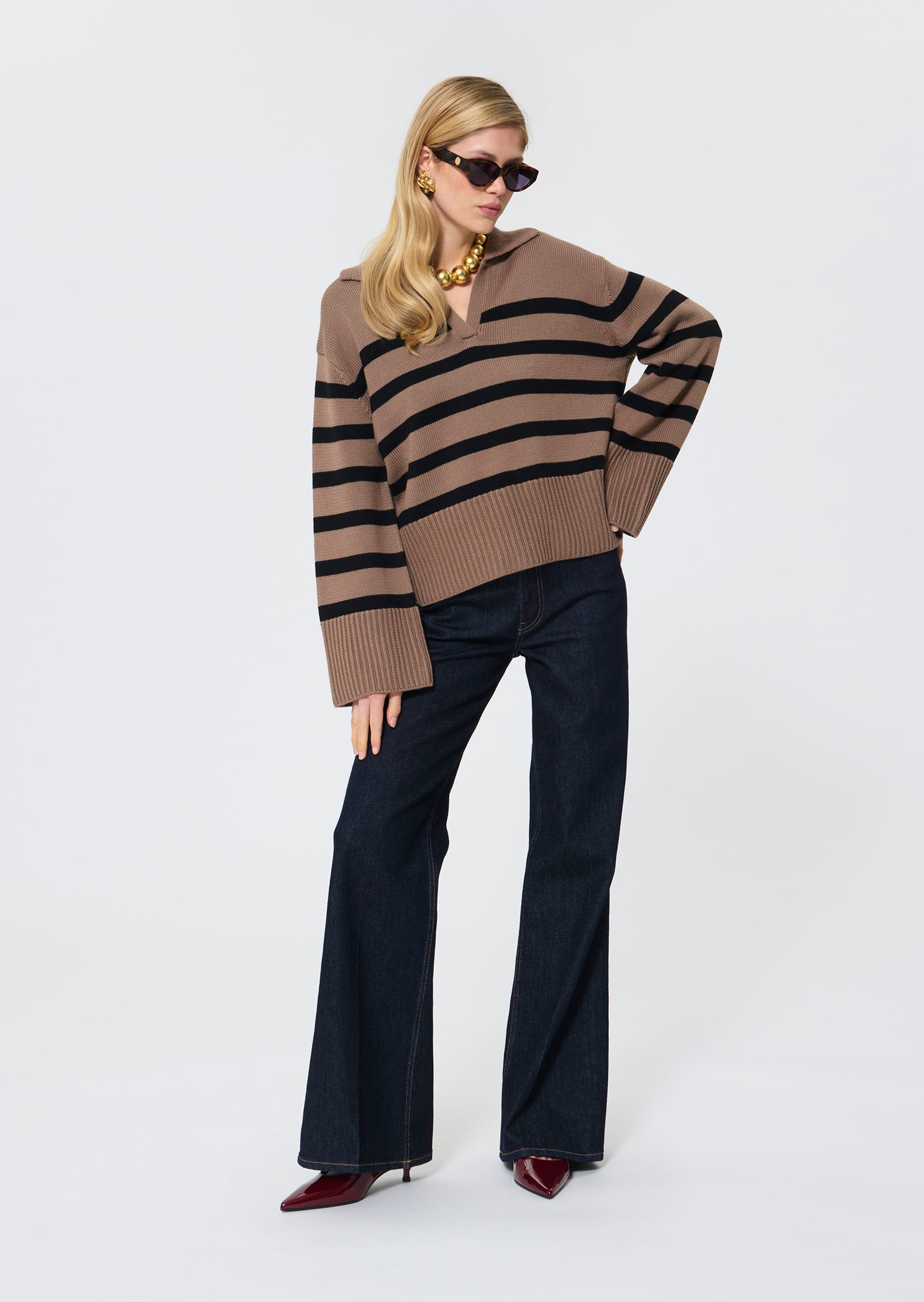 Paola  black taupe oppo sweater for women