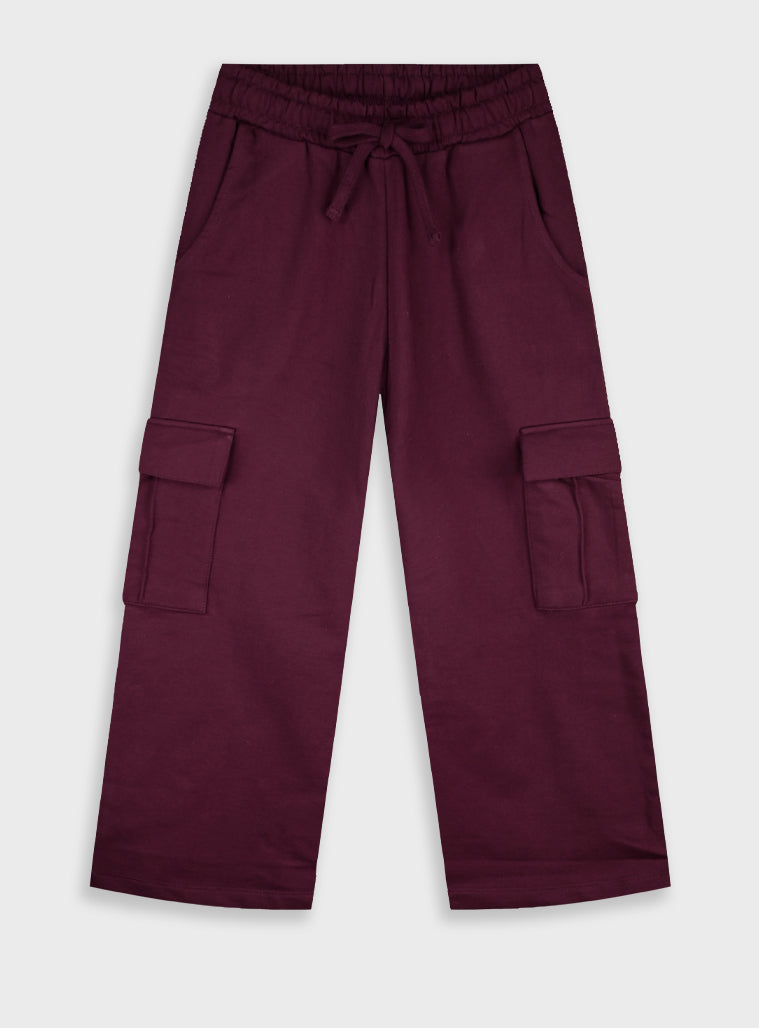 Cotton Girl Trousers - Burgundy