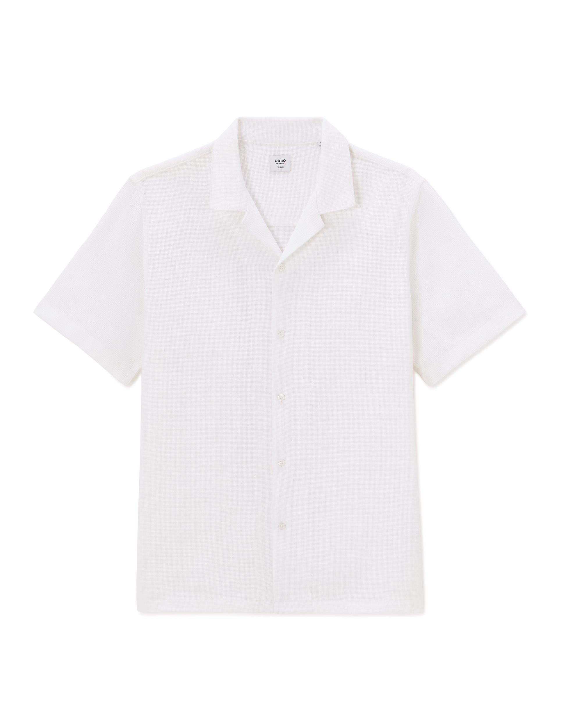 Optical White Short Sleeves Shirt - Celio Lebanon