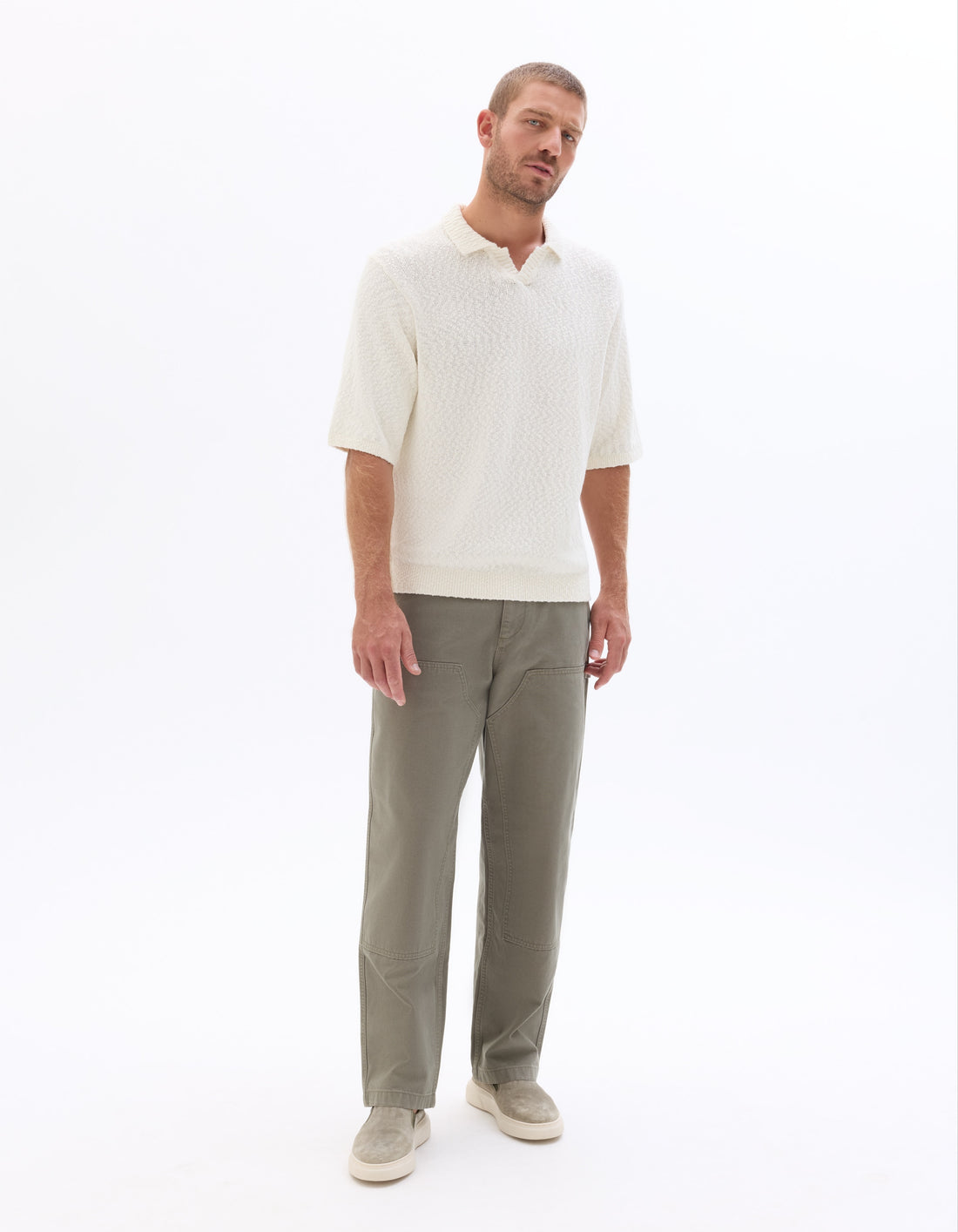 Celio Cotton Short-Sleeved Polo - White