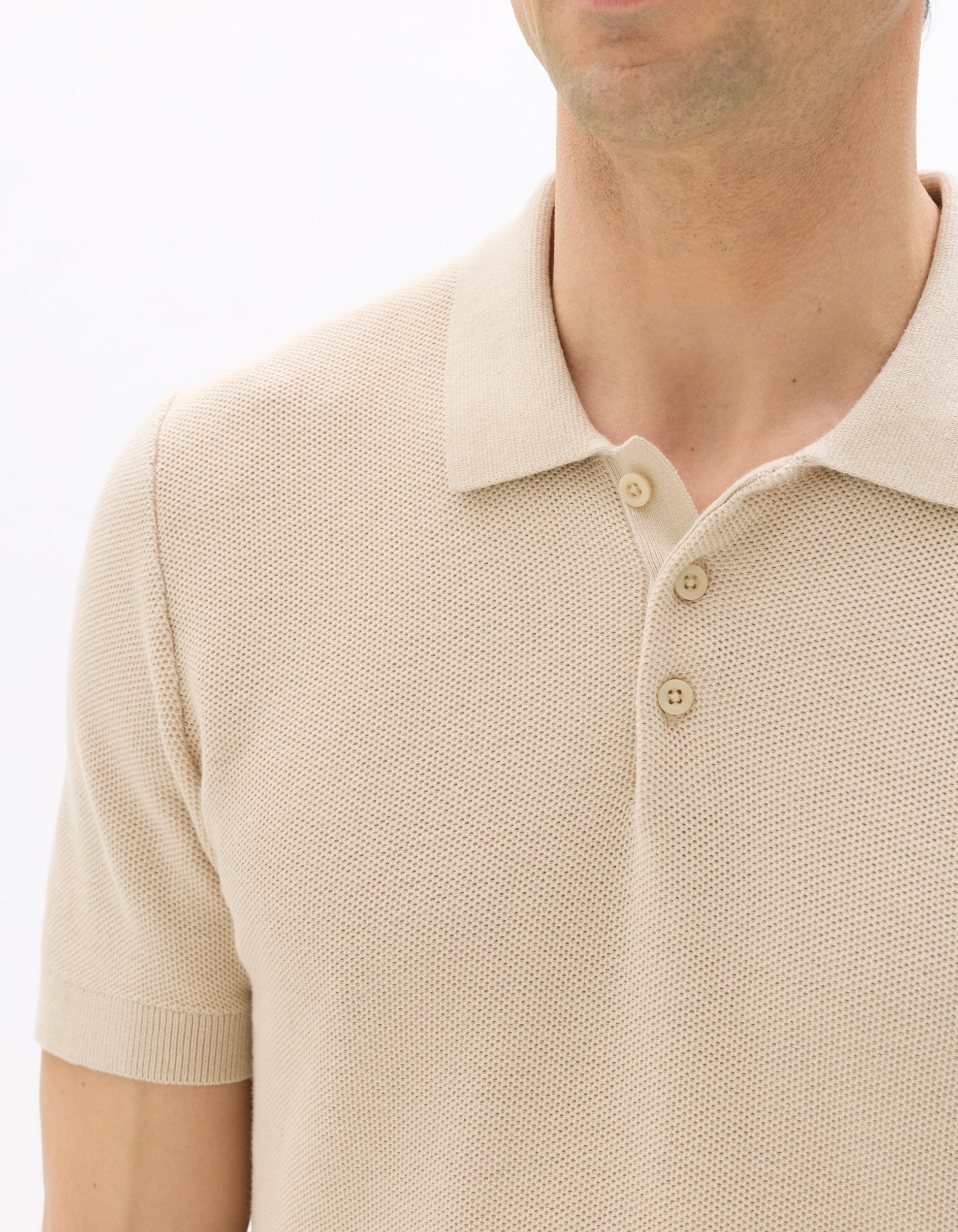 Beige Short Sleeves Polo for Men