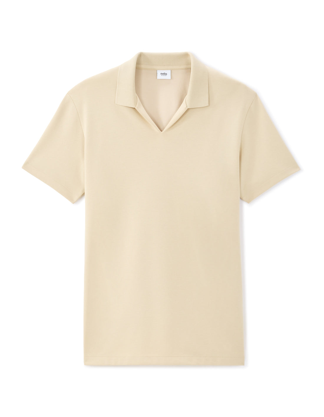 Celio Regular Fit Cuban Collar Cotton Blend Polo - Beige