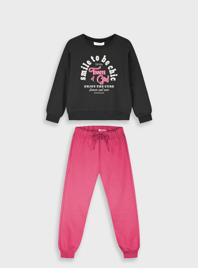 Cotton Girl Tracksuit - Coral