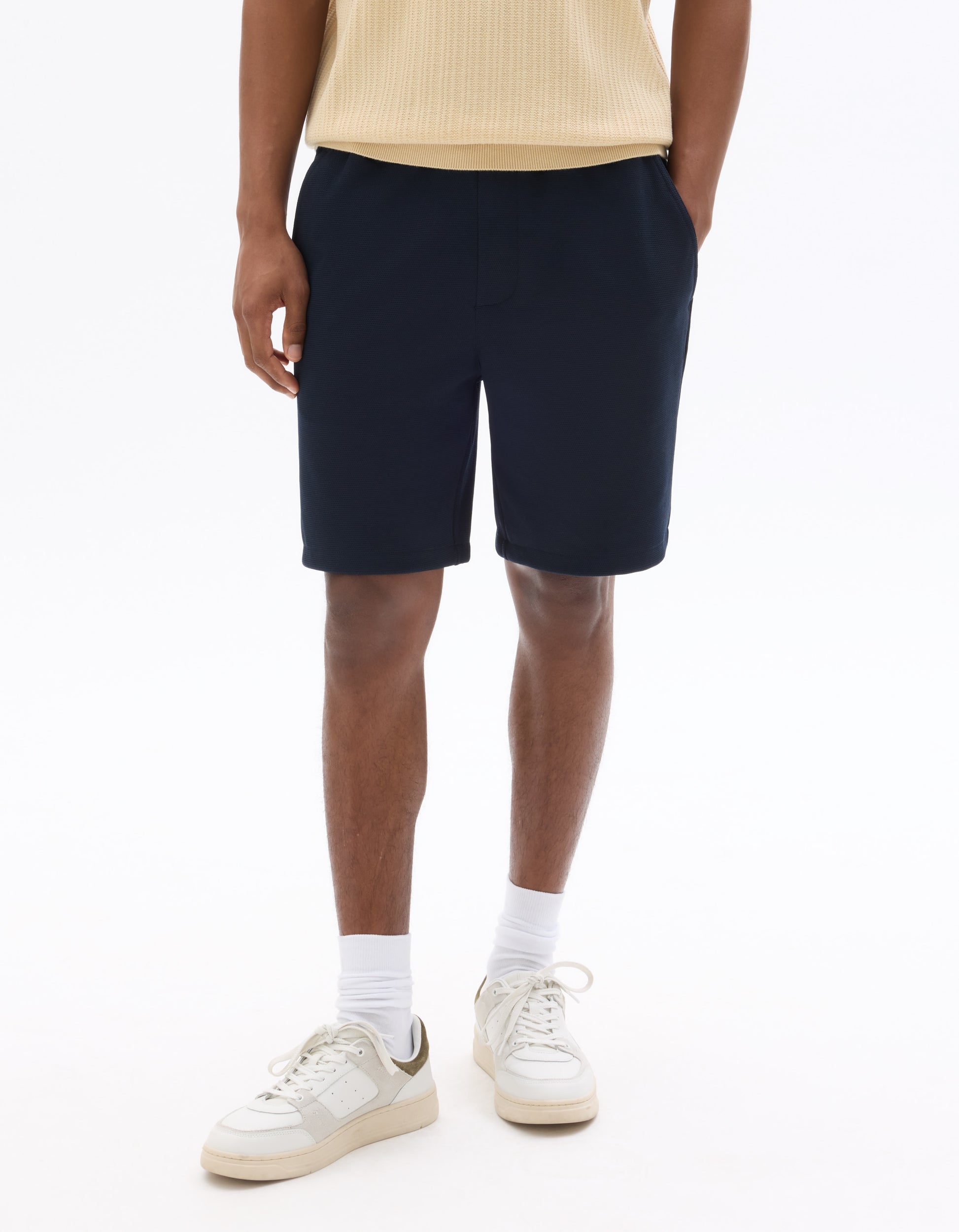 Celio Pique knit Bermuda shorts - Navy