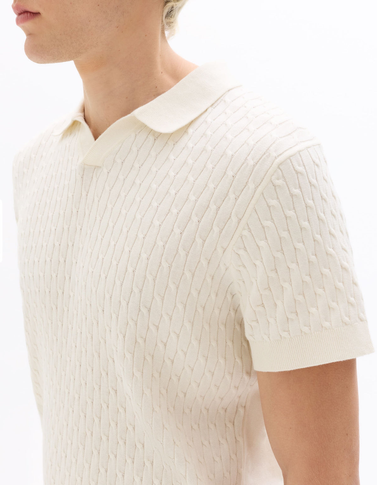 Celio Regular Fit Textured Knit Polo Shirt - White