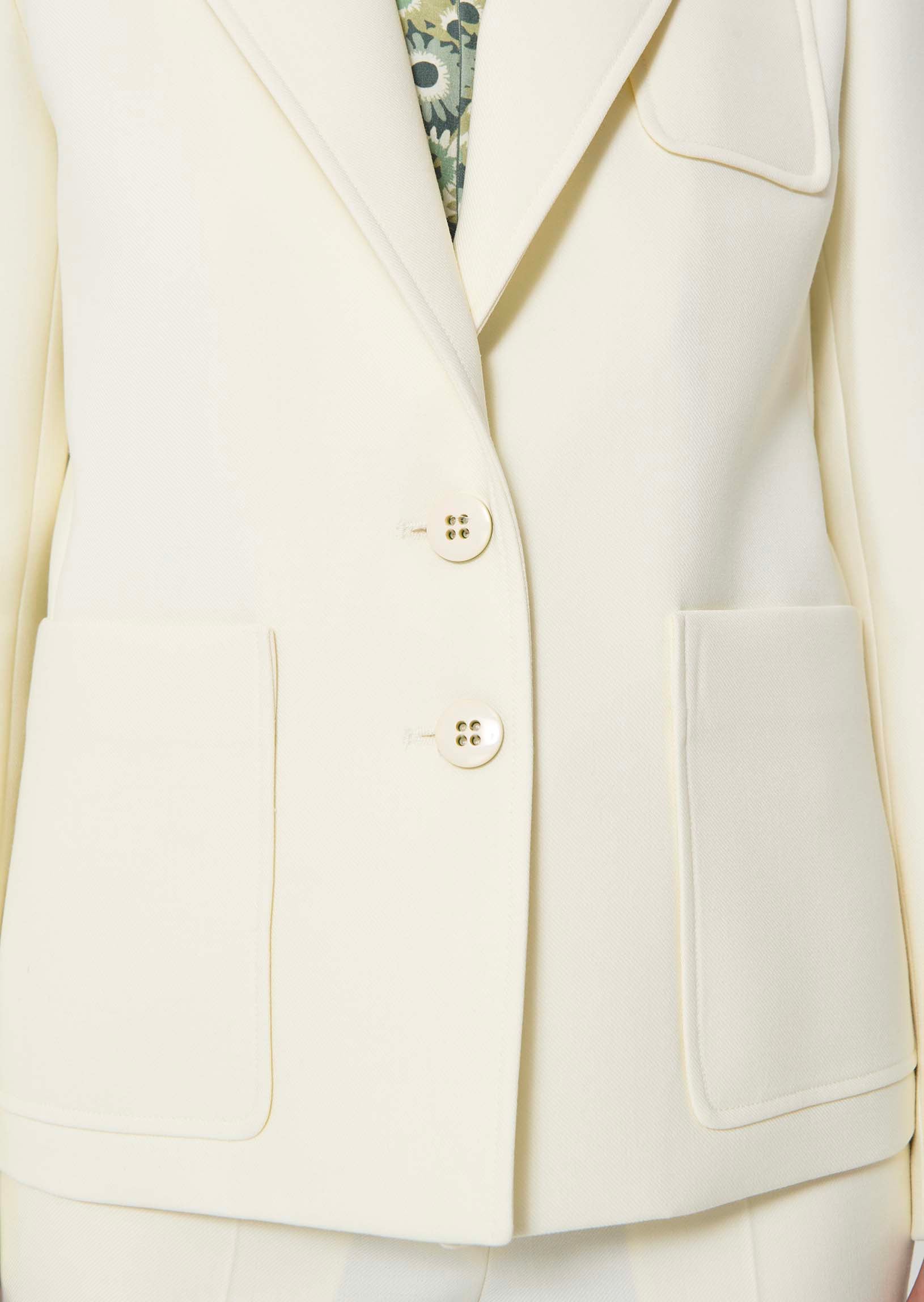 jacket in ecru powder-grain canvas