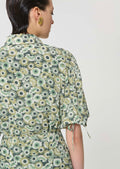 dress in green floral print