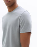 Regular Fit Crew Neck 100% Cotton T-shirt - Grey-Blue Celio