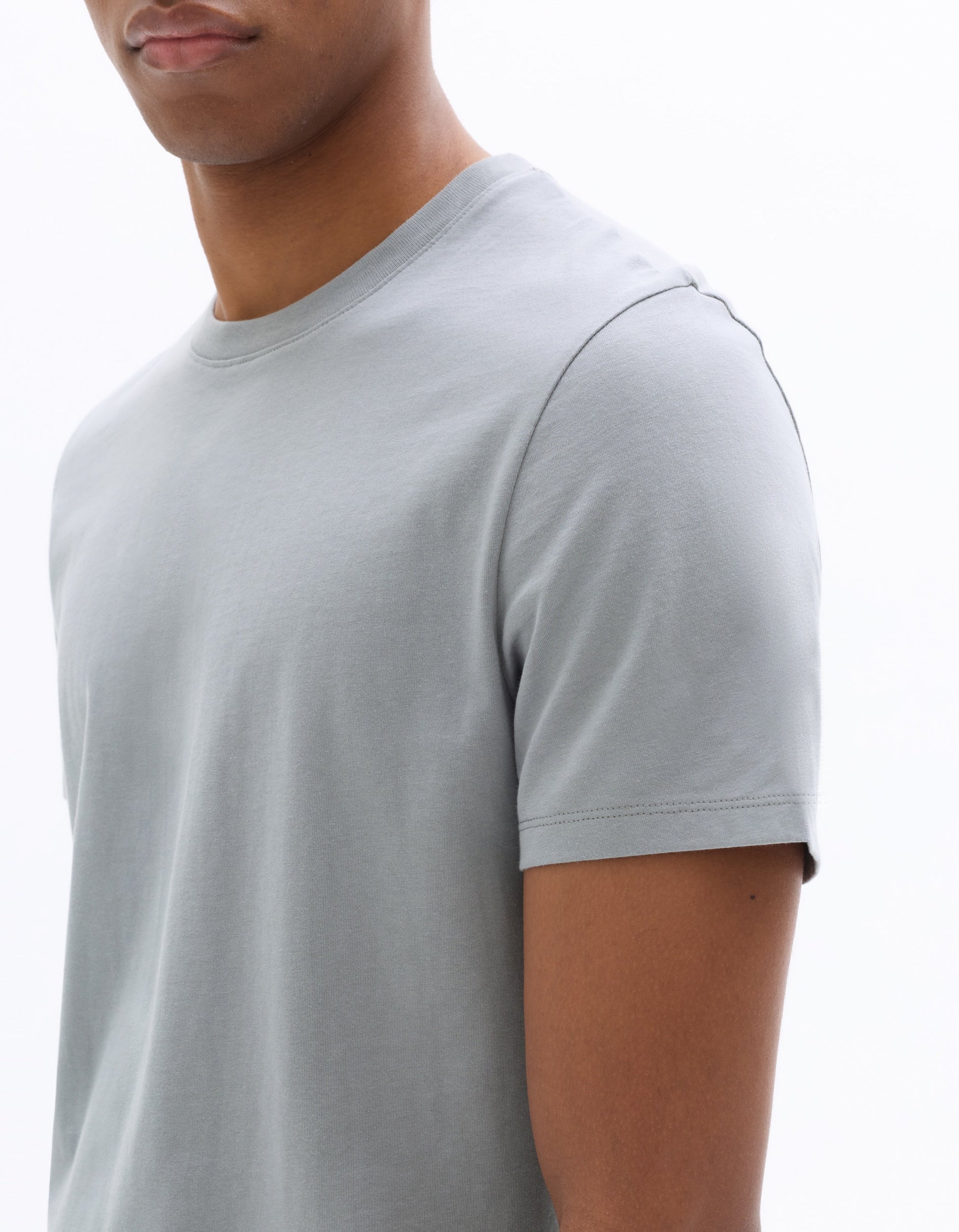 Regular Fit Crew Neck 100% Cotton T-shirt - Grey-Blue Celio