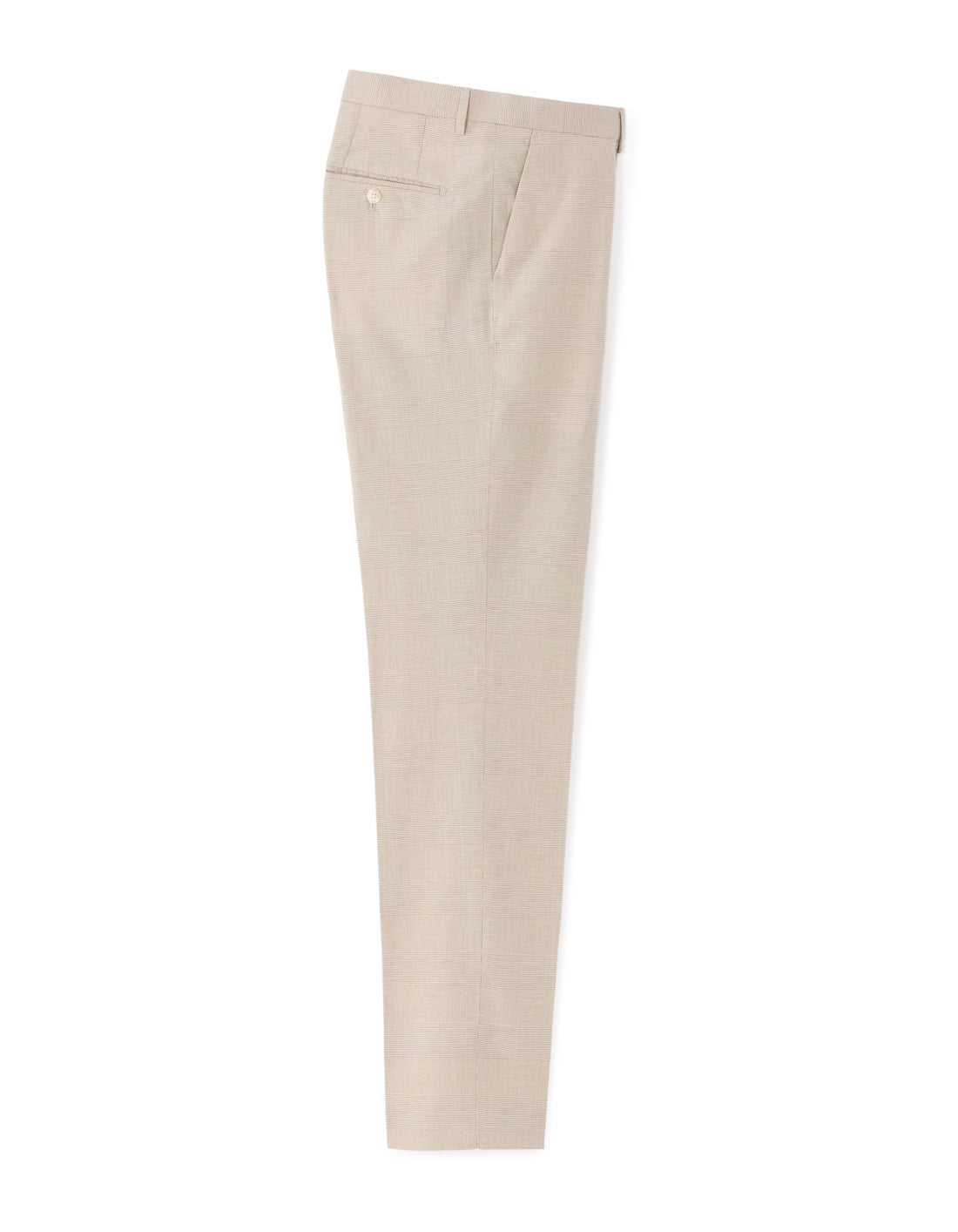 Celio Slim Fit Plaid Cotton and Linen Suit Pants - Beige