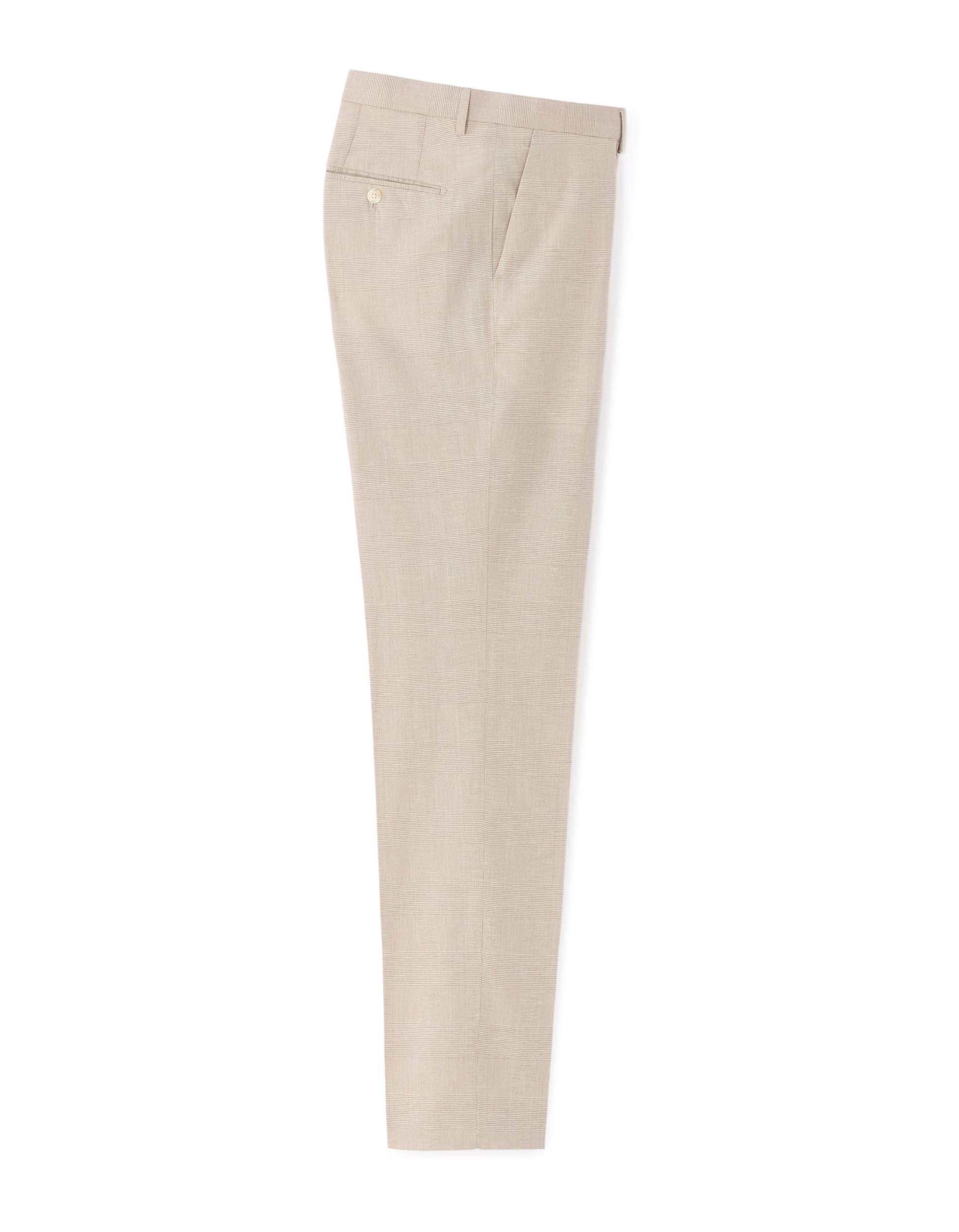 Celio Slim Fit Plaid Cotton and Linen Suit Pants - Beige