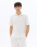 Regular Fit Cuban Collar Polo Shirt with Bouclé Effect Celio