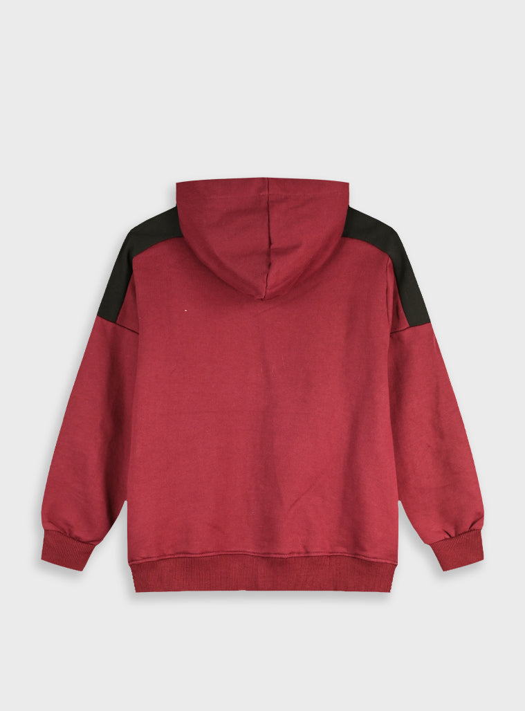 Cotton Blend Boy Cardigan - Burgundy