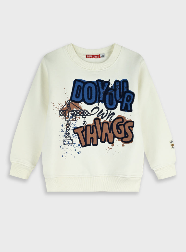 Cotton Blend Boy Blouse Sweatshirt - Ecru