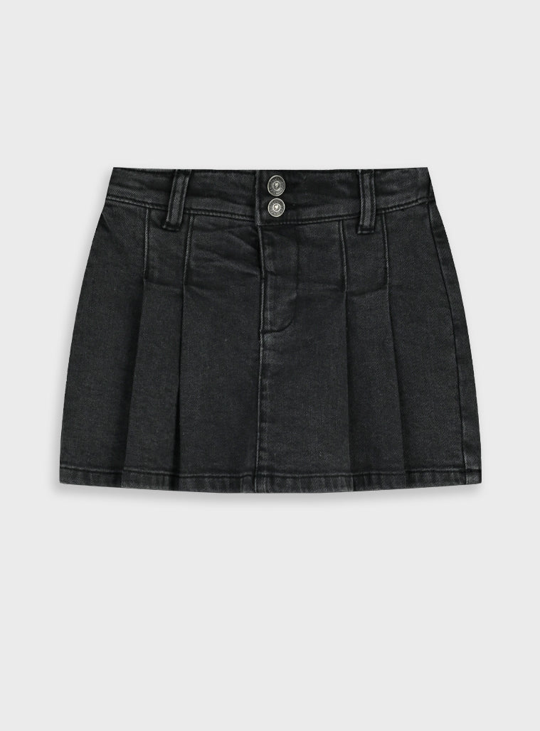 Cotton Girl Skort - Black Denim