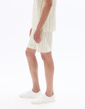 Celio Regular Fit Striped Bermuda Shorts - Beige