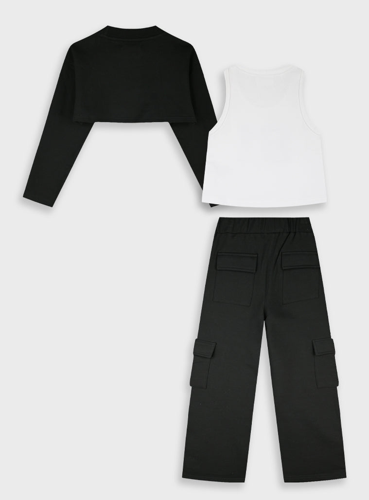 Cotton Girl Tracksuit - Black