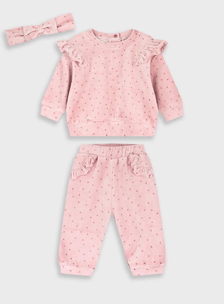 Cotton Blend Girl Set - Light Pink