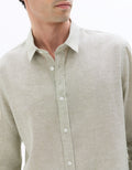 Celio Regular Fit French Collar Linen and Cotton Shirt - Green