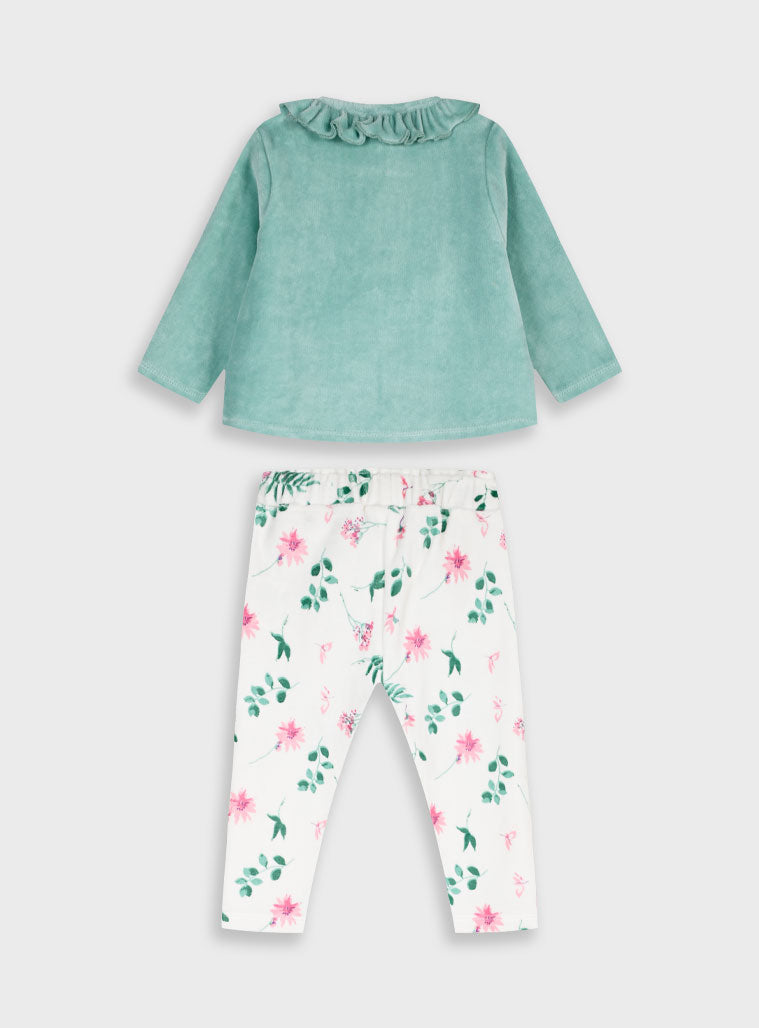  Multi Infant'S Set(Blouse,Leggins) For Girl