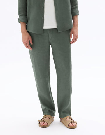 100% Linen Straight-Leg Pants