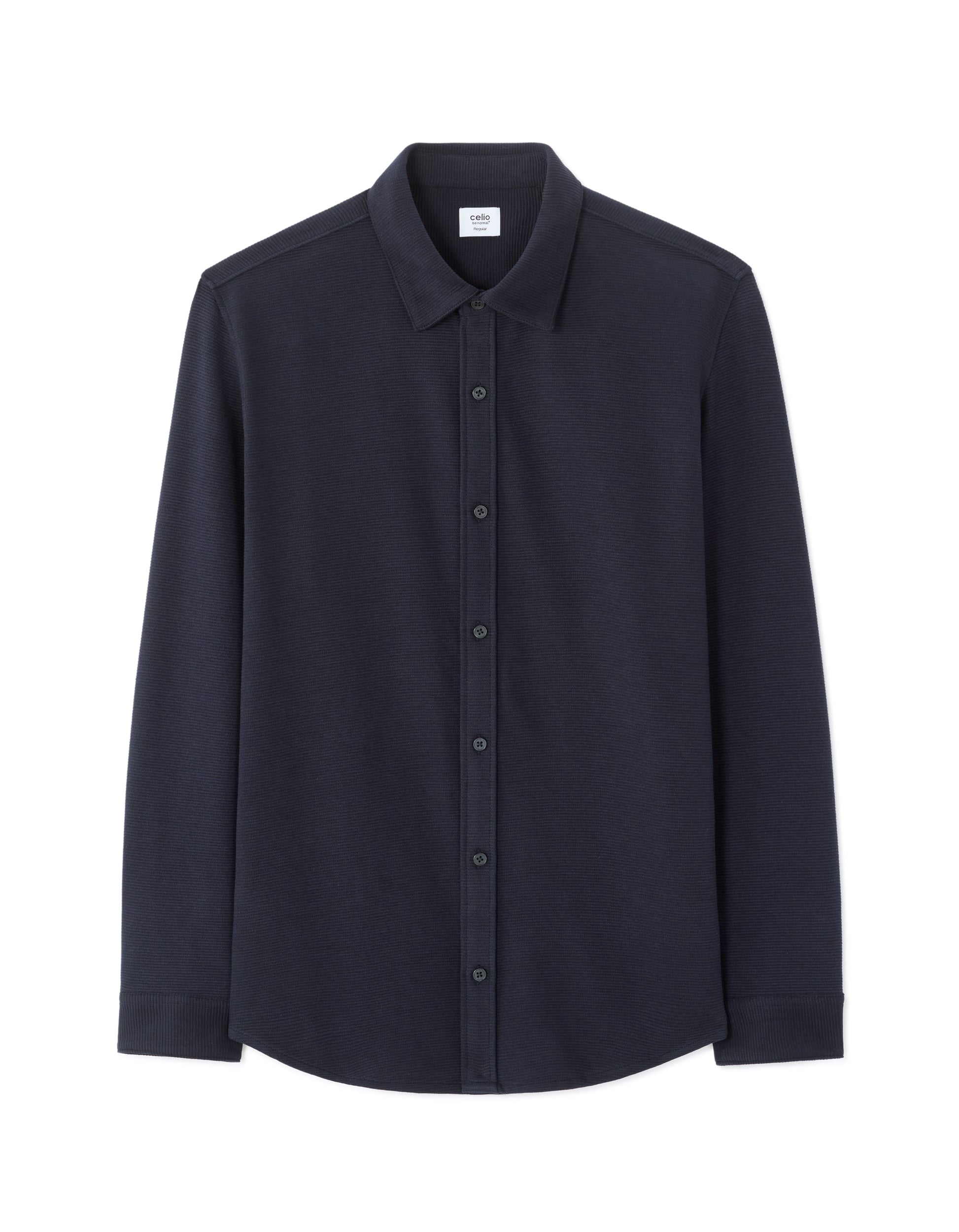 Celio Regular Fit Ribbed Shirt - Navy