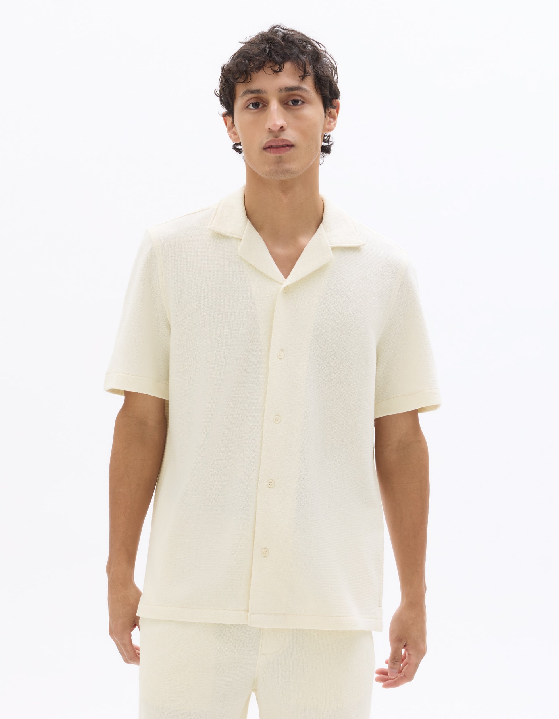 Celio Textured Regular Fit Short-Sleeved Shirt - Beige
