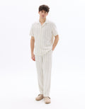 Celio Straight Striped Pants - Beige